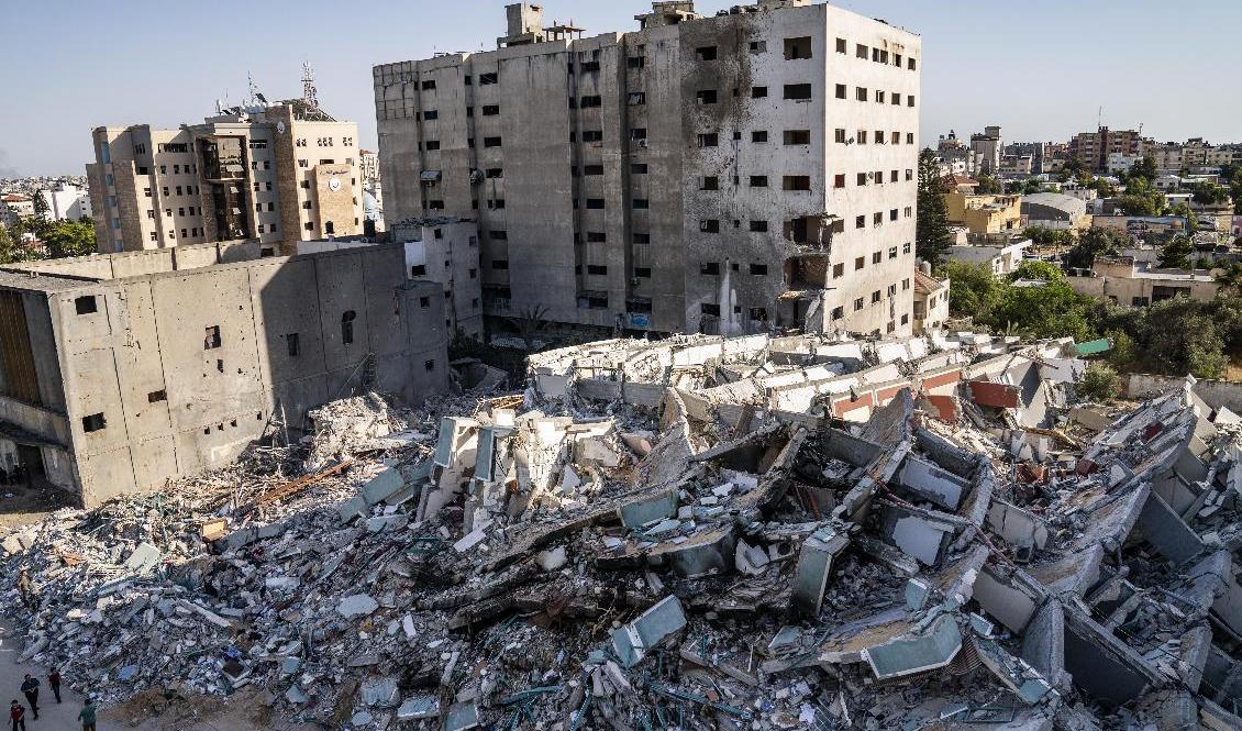 Förödelse i Gaza efter elva dagars strider. Arkivbild. Foto: John Minchillo/AP/TT