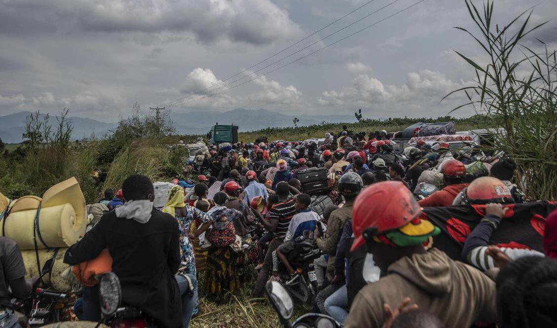 Vulkanen Nyiragongo tvingade boende i närheten på flykt för en vecka sedan. Nu har ännu en vulkan i området haft utbrott. Arkivbild. Foto: Moses Sawasawa/AP/TT