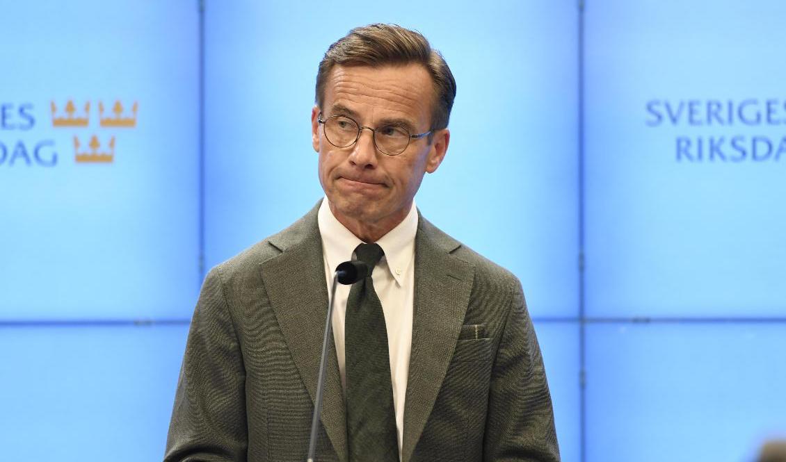 Moderaternas partiledare Ulf Kristersson (M) ger upp försöken att bilda en ny borgerlig regering. Foto: Stina Stjernkvist/TT