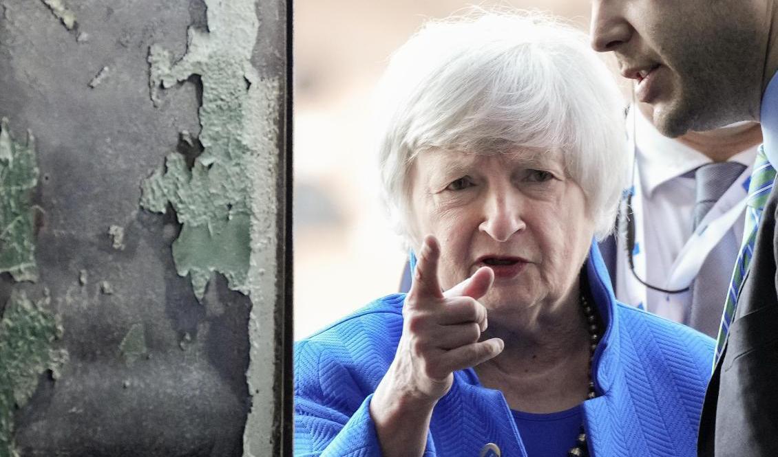 USA:s finansminister Janet Yellen besöker Bryssel under måndagen för att träffa EU-ländernas finansministrar. Arkivfoto. Foto: Luca Bruno/AP/TT