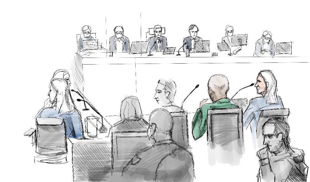 Rapparen Yasin avbildad under huvudförhandlingen i Stockholms tingsrätt. Foto: Johan Hallnäs/TT