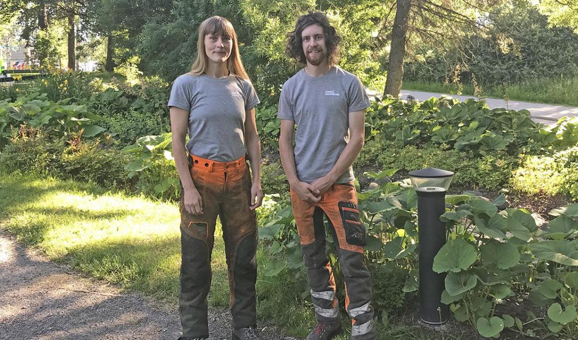 Nina Ingvarsson och Markus Pettersson, landskapsingenjörer på Umeå kommun. Foto: Umeå kommun