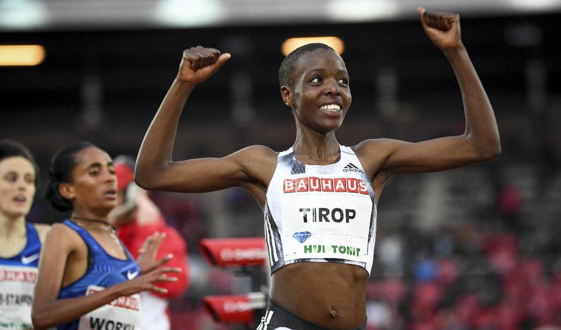 Agnes Tirop vann 5|000 meter under Diamond League-galan i Stockholm 2019. Arkivbild. Foto: Fredrik Sandberg/TT