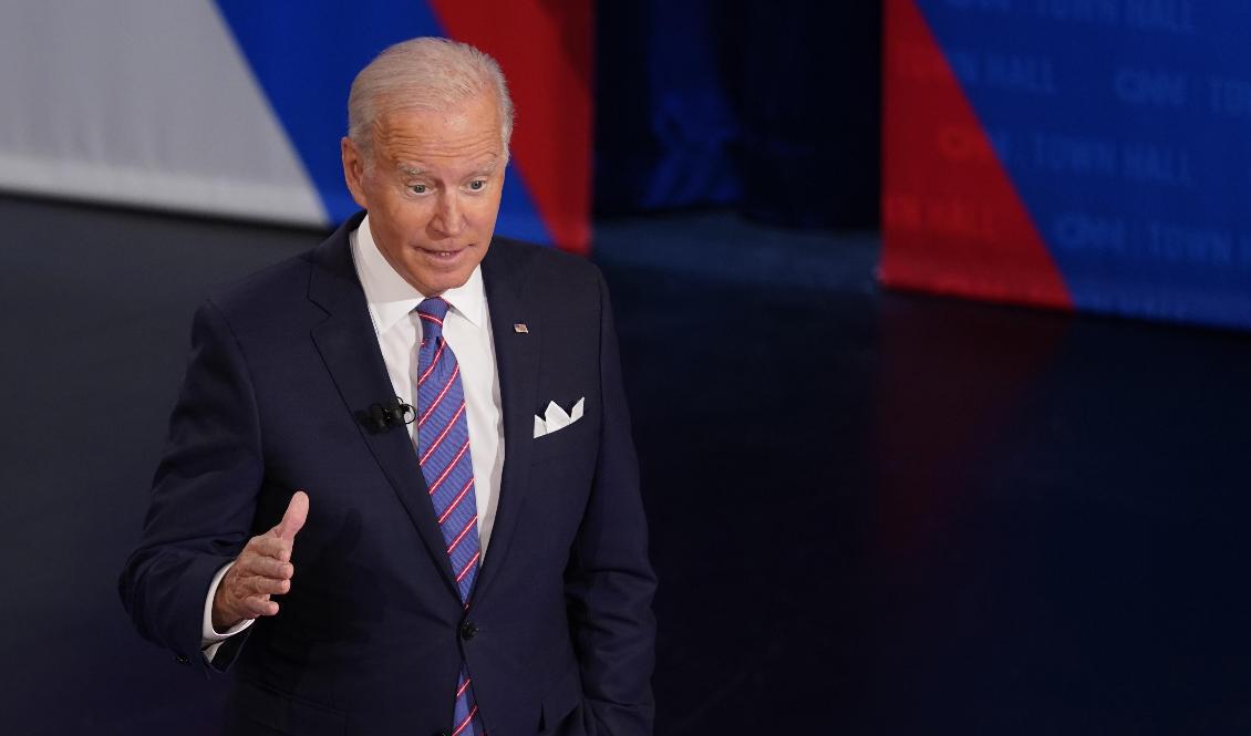 USA:s president Joe Biden vid den CNN-ledda utfrågningen i torsdags. Foto: Evan Vucci/AP/TT