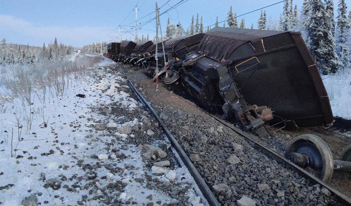 Tågurspårningen skedde under söndagen. Foto: LKAB