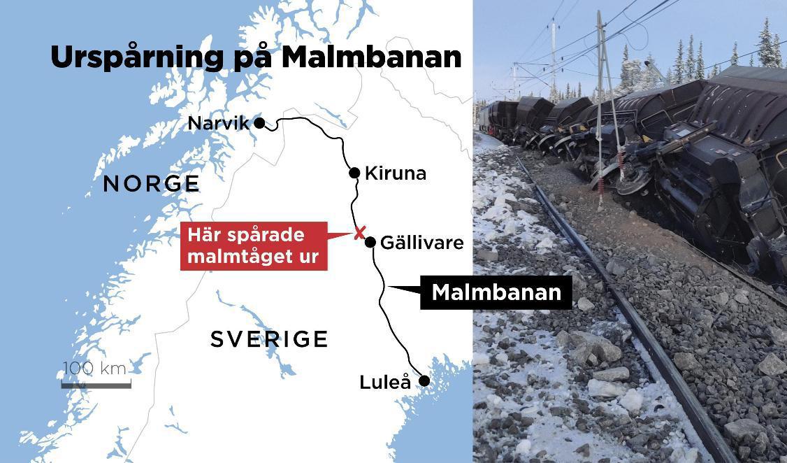 Här spårade malmtåget ur. Foto: Anders Humlebo