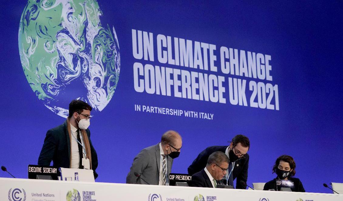 Sverige måste stärka sitt internationella arbete med klimatomställning, enligt Klimatpolitiska rådet. Detta efter förhandlingarna under klimatmötet i Glasgow. Arkivbild. Foto: Alberto Pezzali/AP/TT