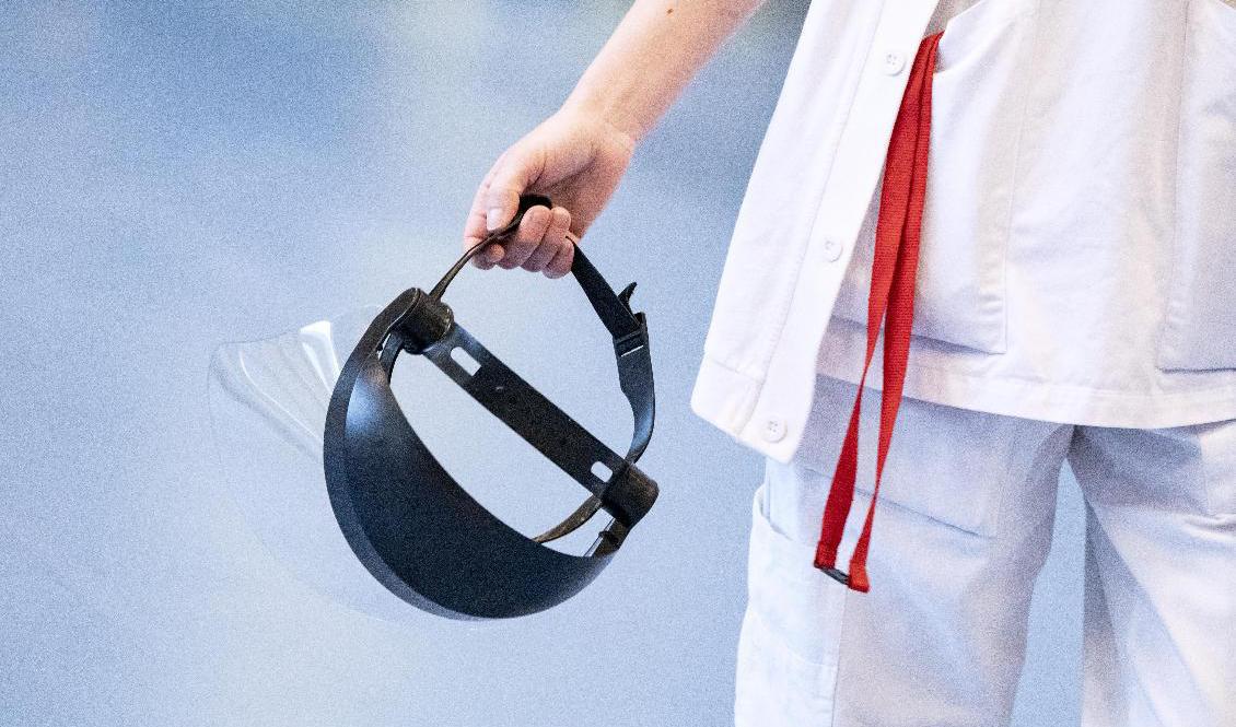 Visir för användning vid vård av covidpatienter. Arkivbild. Foto: Johan Nilsson/TT