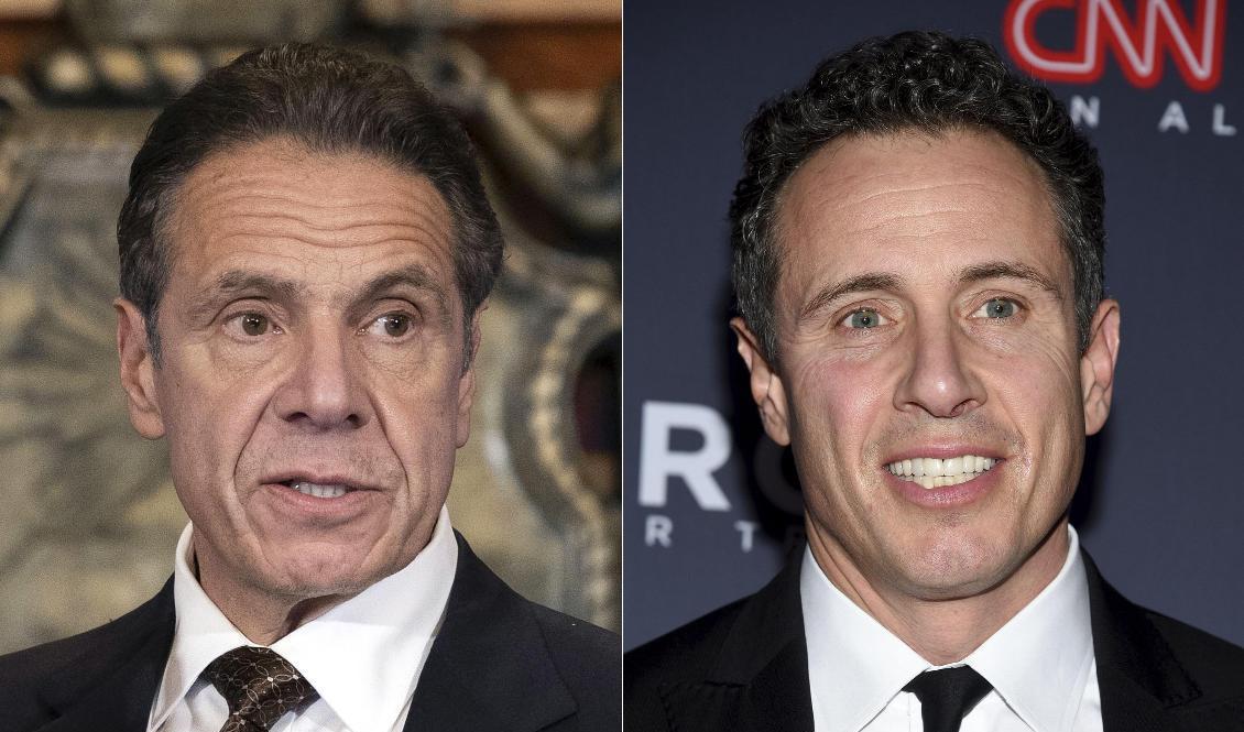 Andrew Cuomo, till vänster, och CNN.anklaret Chris Cuomo. Arkivbilder. Foto: AP/TT