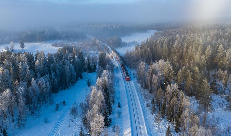 Med snötåget kan man ta sig till ett flertal skidorter runt Vemdalen. Foto: Inlandsbanan