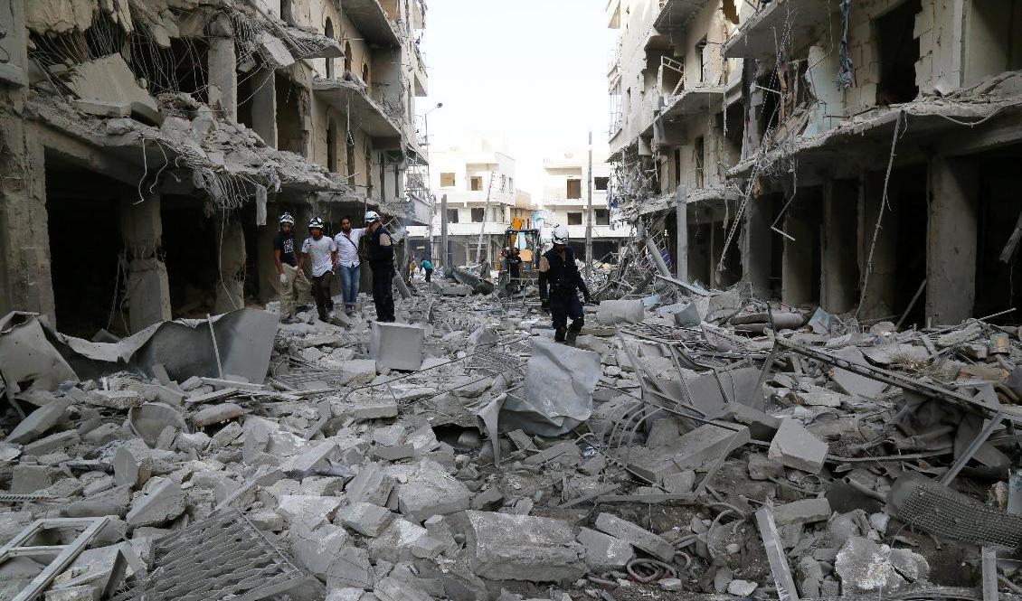 Syrien har plågas av ett inbördeskrig sedan 2011. Nu begärs en man som bor i Karlstad häktad misstänkt för grov medhjälp till folkrättsbrott 2012. Arkivbild. Foto: Khaled Khatib/TT