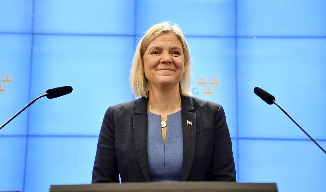 Stödet för Socialdemokraterna med statsminister Magdalena Andersson i spetsen ökar, enligt den senaste väljarundersökningen från SVT/Novus. Arkivbild. Foto: Jessica Gow/TT