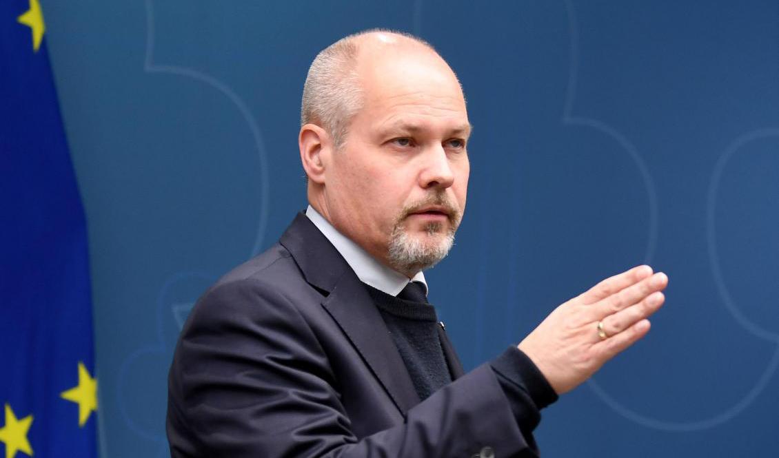 Justitie- och inrikesminister Morgan Johansson (S) presenterar ett förslag om att hedersförtryck ska bli ett särskilt brott. Foto: Fredrik Sandberg/TT
