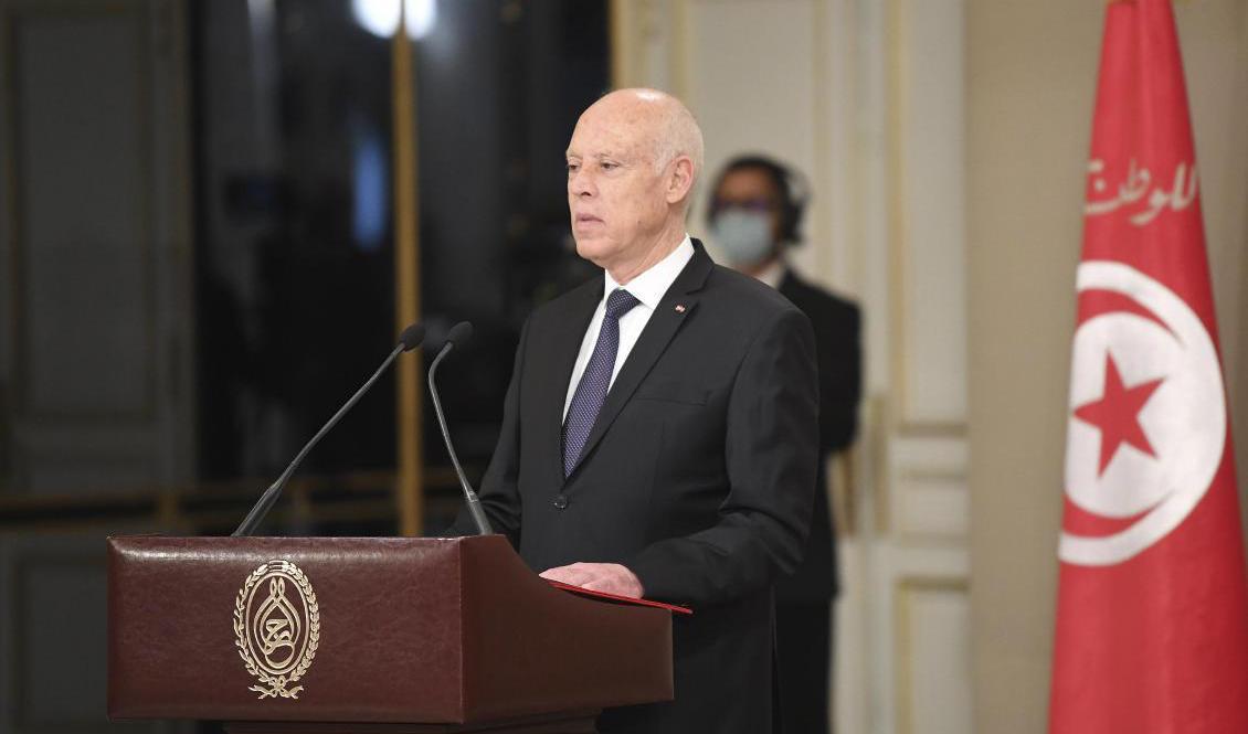 Tunisiens president Kaïs Saïed. Arkivbild. Foto: Slim Abid/AP/TT