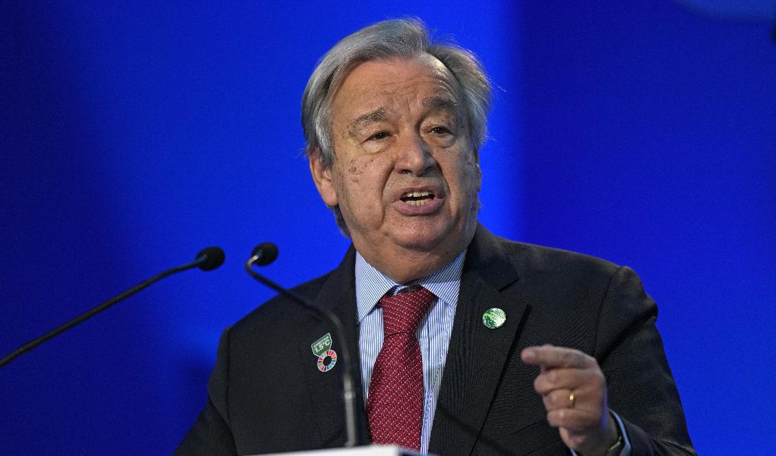 FN:s generalsekreterare António Guterres vill att de ekonomiska sanktionerna mot Afghanistan hävs. Arkivbild. Foto: Alastair Grant/AP/TT