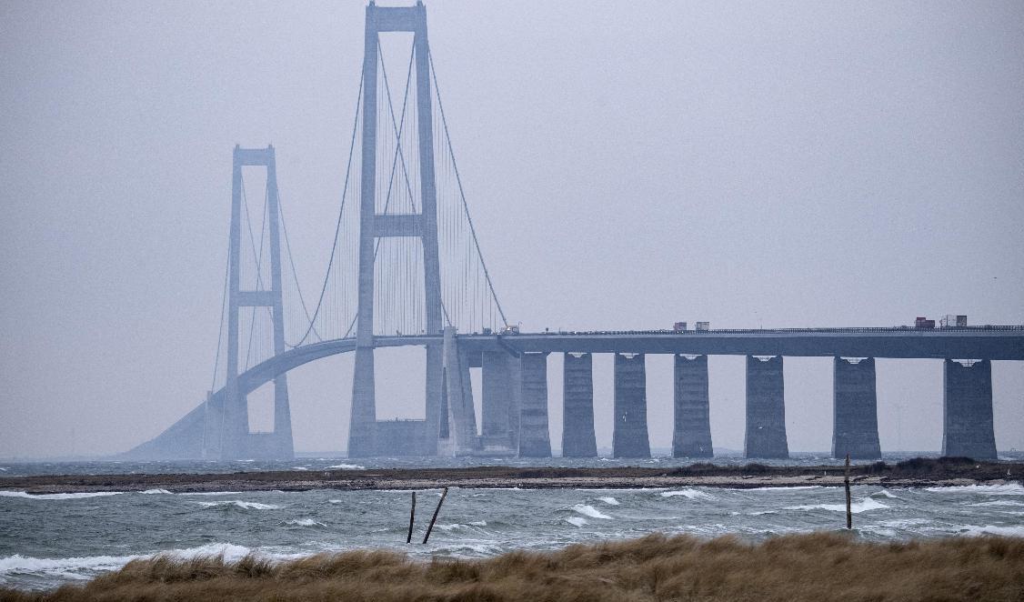 Stora Bältbron kan komma att stängas av stormen Malik. Arkivbild. Foto: Johan Nilsson/TT