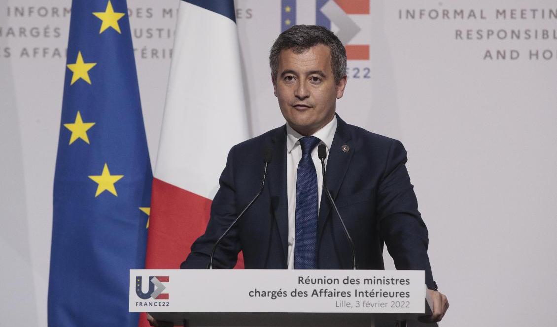 Frankrikes inrikesminister Gérald Darmanin. Arkivbild. Foto: Michel Spingler/AP/TT