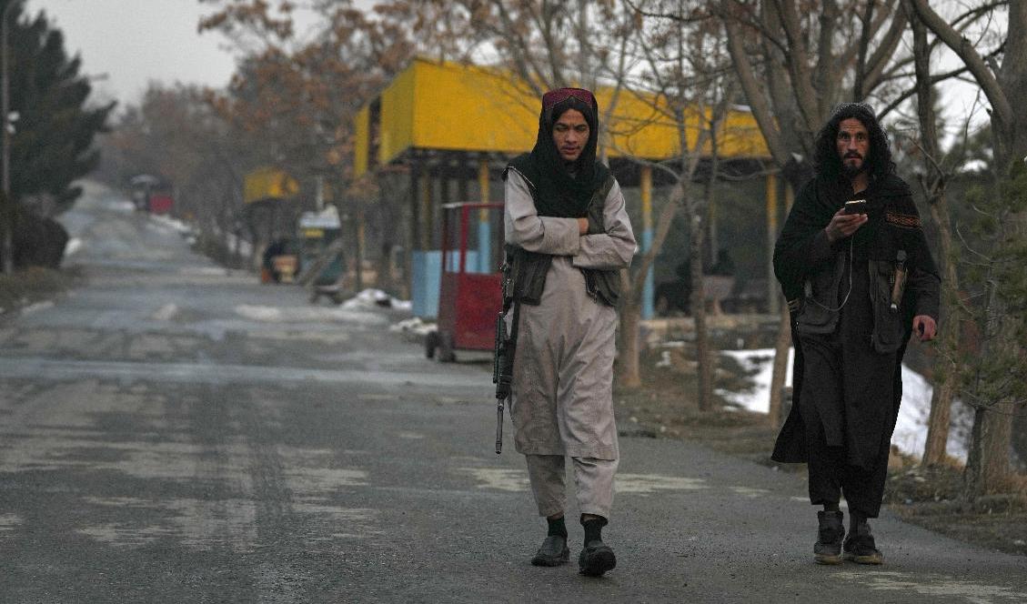 Talibaner i en park i Kabul, Afghanistan. Arkivbild. Foto: Hussein Malla/AP/TT