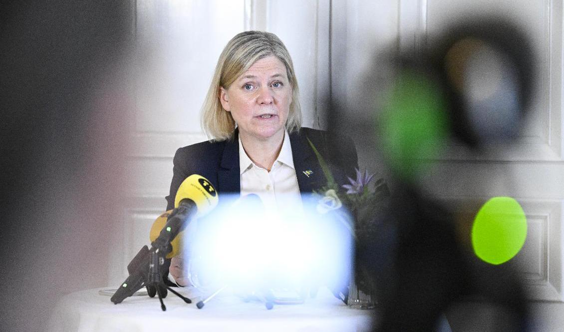 Statsminister Magdalena Andersson (S) kommenterade på onsdagen turerna kring klimat- och miljöminister Annika Strandhälls (S) skulder till Kronofogden. Foto: Johan Nilsson/TT