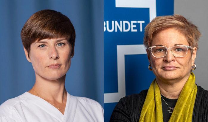 Läkarförbundets ordförande Sofia Rydgren Stale (vänster) och Vårdförbundets ordförande Sineva Ribeiro. Foto: Ulf Huett/Vårdförbundet/Läkarförbundet
