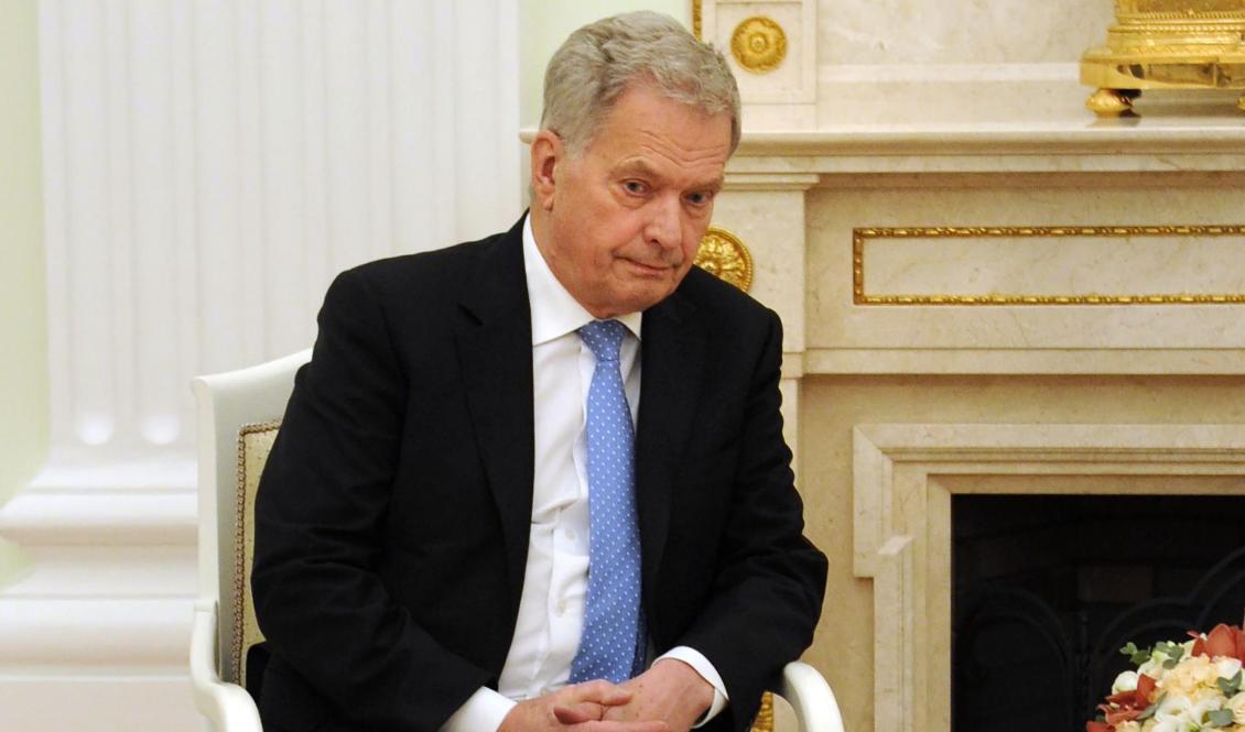 Finlands president Sauli Niinistö under ett möte med Rysslands Vladimir Putin i Moskva förra hösten. Arkivbild. Foto: Mikhail Klimentyev/AP/TT