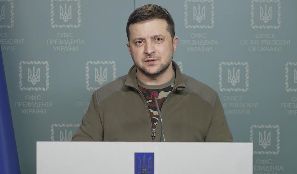 Ukrainska presidenten Volodymyr Zelenskyj har bett om donationer i kryptovaluta. Arkivbild. Foto: Ukrainas presidentkansli/AP/TT