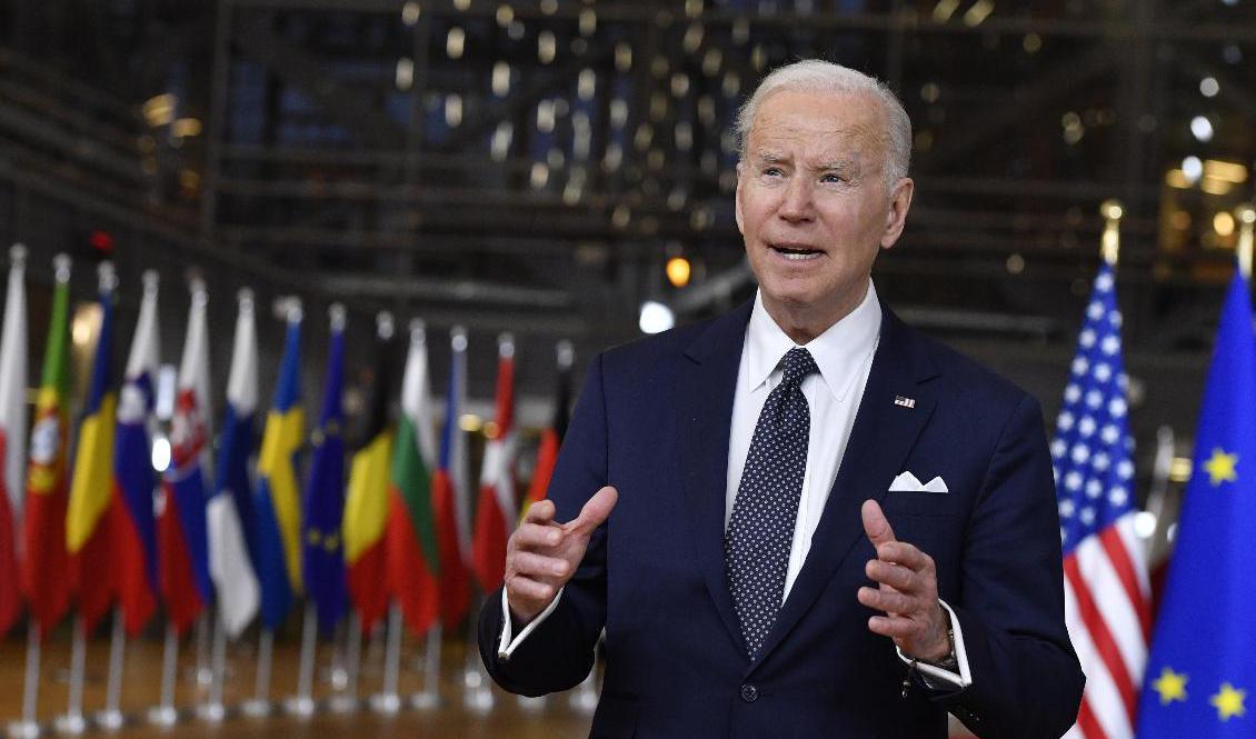 Enighet mot Ryssland och Vladimir Putins krig i Ukraina är det viktiga för EU och USA, enligt USA:s president Joe Biden. Foto: Geert Vanden Wijngaert/AP/TT