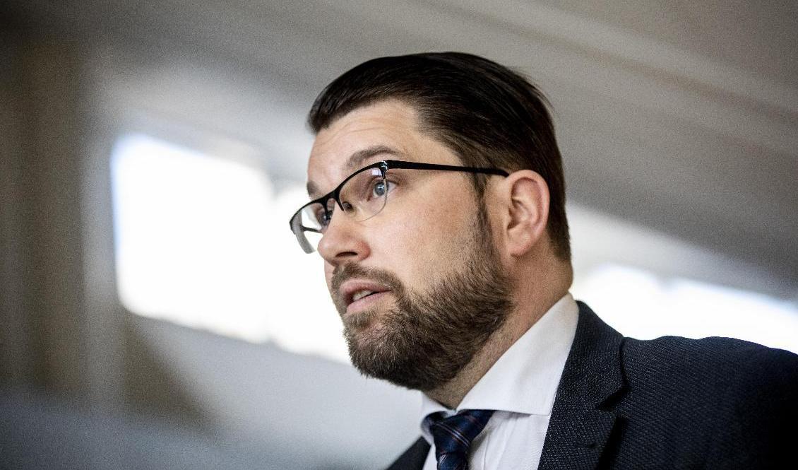 Partiledare Jimmie Åkesson (SD) har svängt helt - nu vill han att Sverige går med i Nato, om Finland gör det. Arkivbild. Foto: Christine Olsson/TT