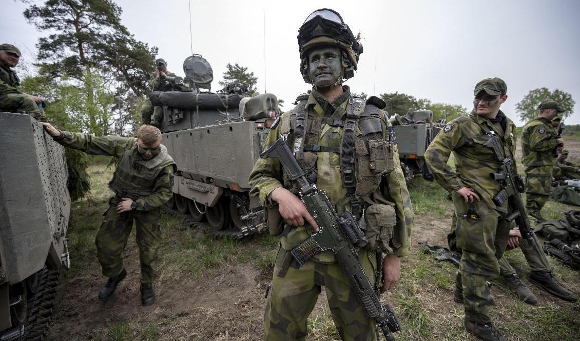 Carl Hejdeman, värnpliktig och skyttegruppchef. Foto: Johan Nilsson/TT