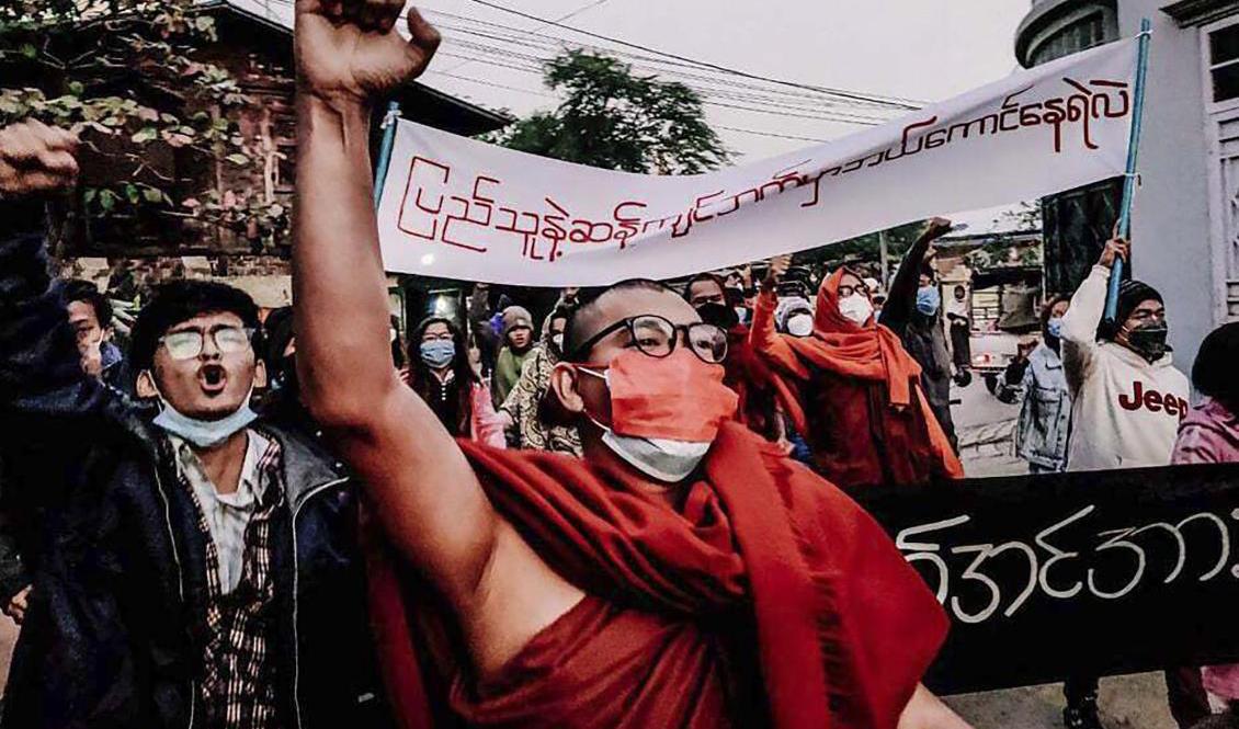 Demonstrationerna mot militärjuntan i Myanmar har varit utbredda. Arkivbild. Foto: AP/TT