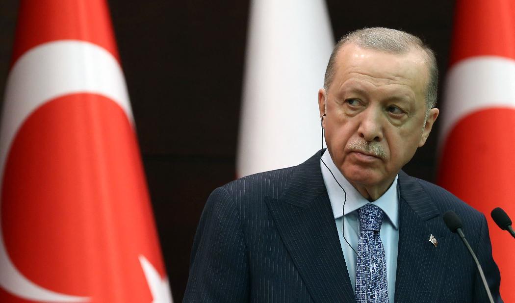 
Turkiets president Recep Tayyip Erdogan under en presskonferens med Polens president i Ankara, den 16 mars 2022. Foto: Adem Altan/AFP via Getty Images                                            