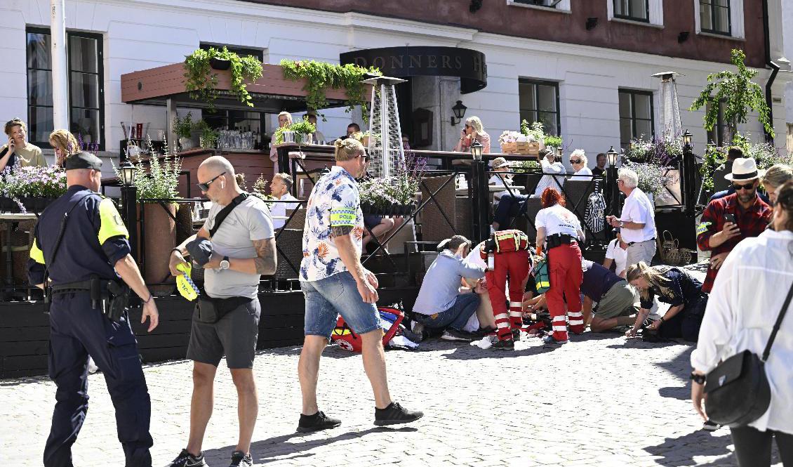 En kvinna attackerades vid Donners plats i Visby på onsdagseftermiddagen. Foto: Henrik Montgomery/TT