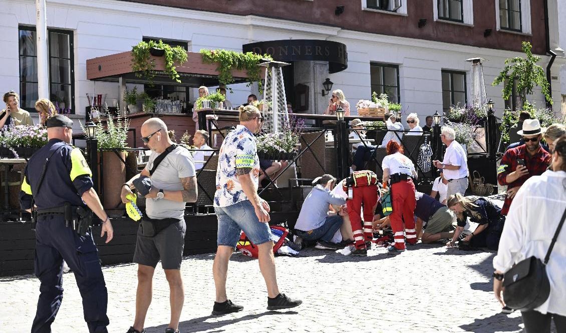 En kvinna attackerades vid Donners plats i Visby på onsdagseftermiddagen. Foto: Henrik Montgomery/TT