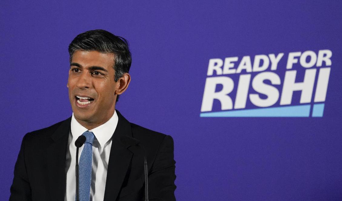 Rishi Sunak är favorit till att ta över efter Boris Johnson. Arkivbild. Foto: Alberto Pezzali/AP/TT