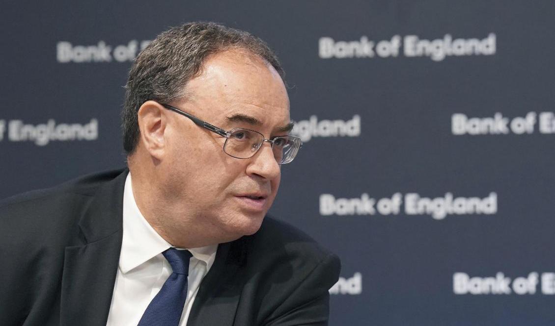 Storbritanniens centralbankschef Andrew Bailey, som var en av åtta som röstade för en dubbelhöjning. Endast en ledamot i centralbanken var emot. Arkivbild. Foto: Stefan Rousseau/AP/TT