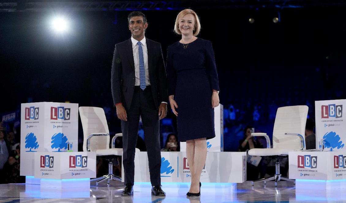 De två kandidaterna, den tidigare finansministern Rishi Sunak och utrikesminister Liz Truss. Arkivbild. Foto: Kirsty Wigglesworth/AP/TT