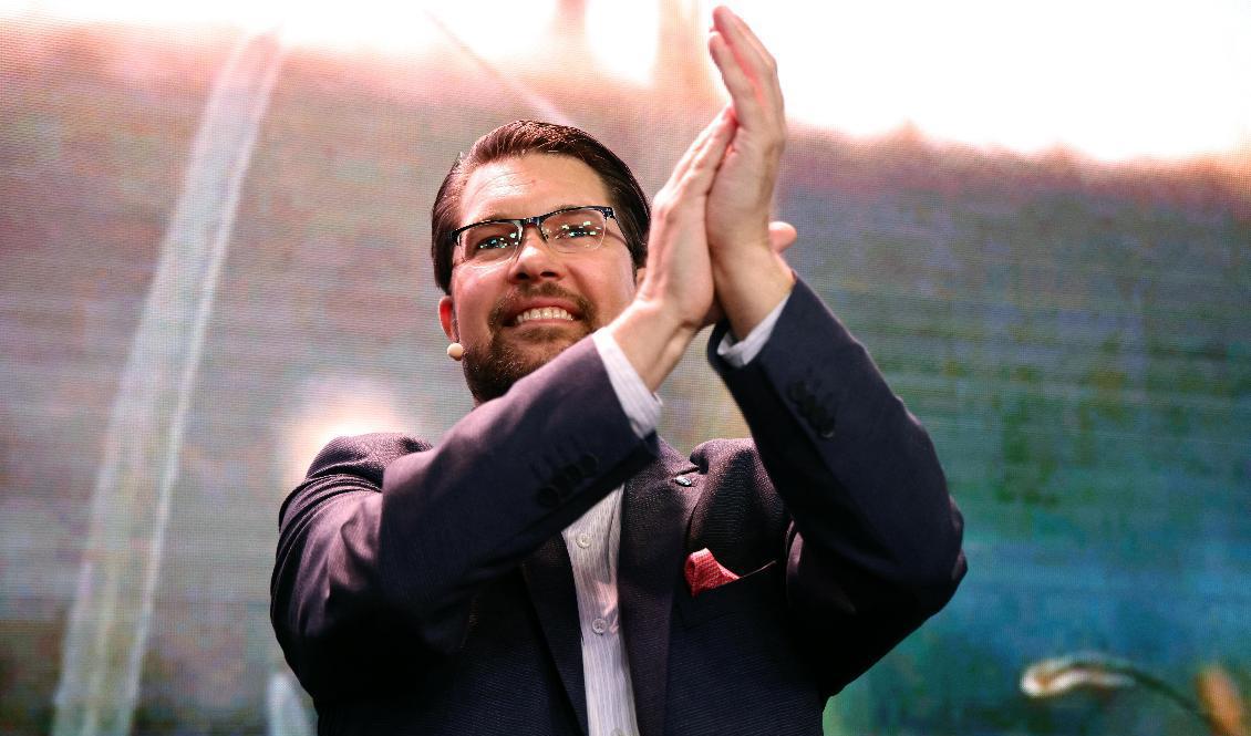 STOCKHOLM 20220911Sverigedemokraternas partiledare Jimmie Åkesson (SD) under Sverigedemokraternas valvaka på Elite Hotel Marina Tower i Nacka på söndagskvällen. Foto: Stefan Jerrevång/TT