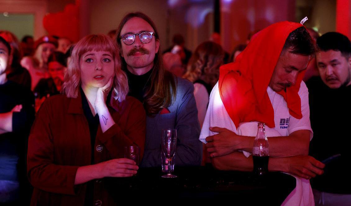 Vänsterpartiets valvaka på Norra Latin i Stockholm. Foto: Janerik Henriksson/TT