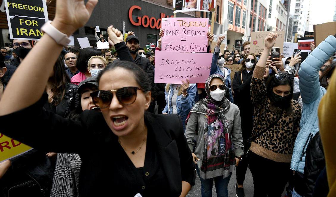 Stödprotest för Iran i Ottawa, Kanada. Foto: Justin Tang/The Canadian Press via AP/TT
