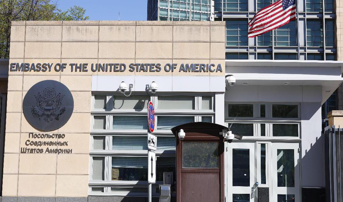 USA:s ambassad i Rysslands huvudstad Moskva. Arkivbild. Foto: Alexander Zemlianichenko/AP/TT