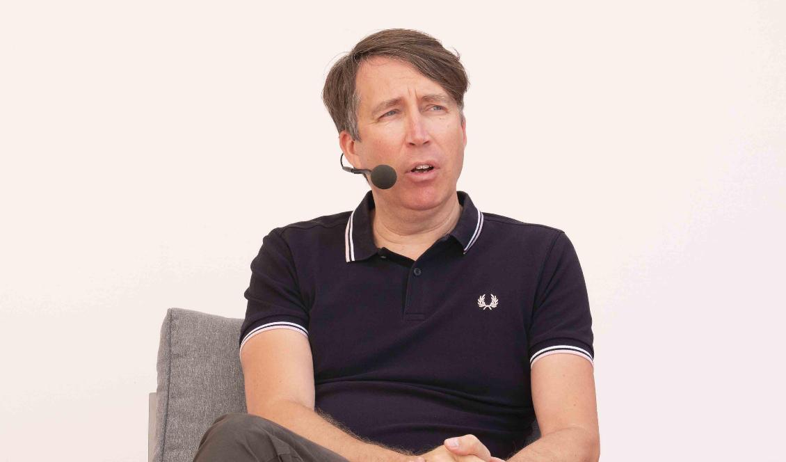 Richard Jomshof samtalar i Almedalen på Gotland den 6 juli 2022. Foto: Bilbo Lantto