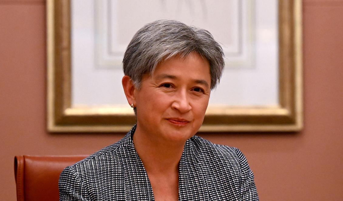 Australiens utrikesminister Penny Wong. Foto: Lukas Coch/POOL/AFP via Getty Images