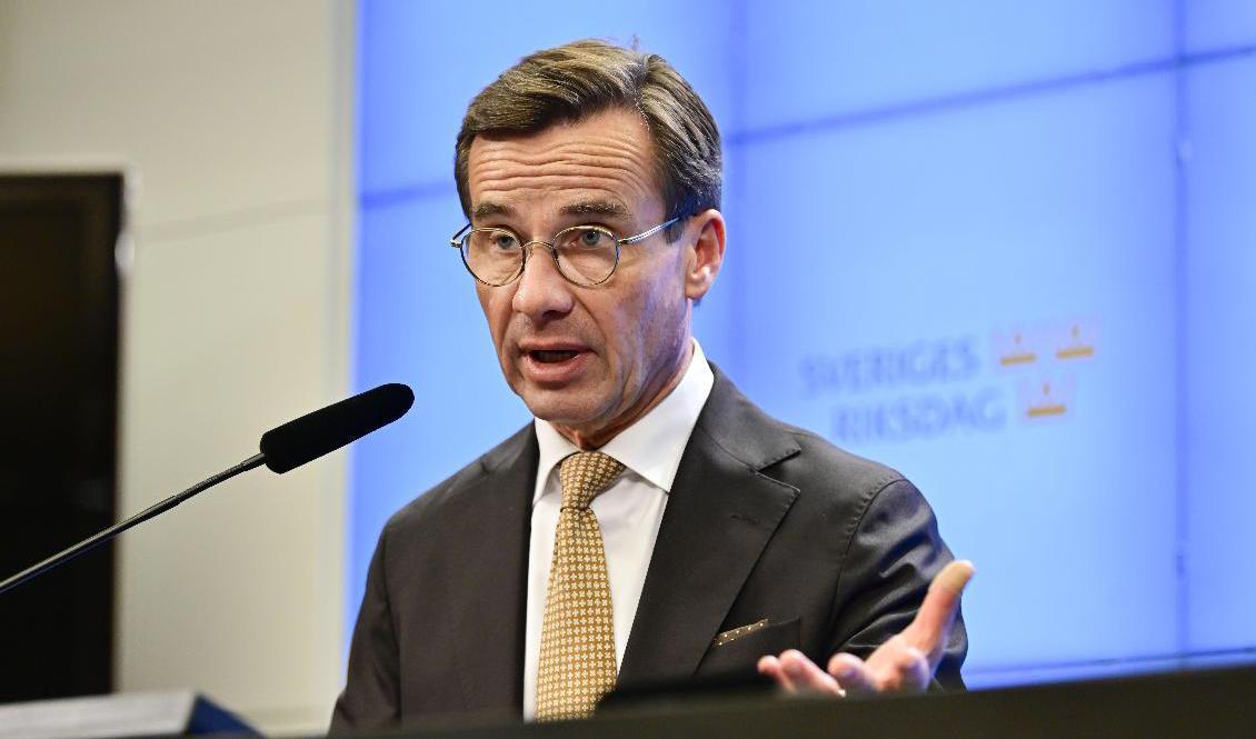 Moderaternas partiledare Ulf Kristersson efter ett tidigare möte med talman Andreas Norlén. Foto: Jonas Ekströmer/TT