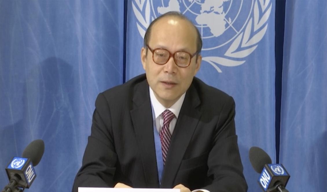 Kinas FN-ambassadör Chen Xu. Arkivbild. Foto: AP/TT