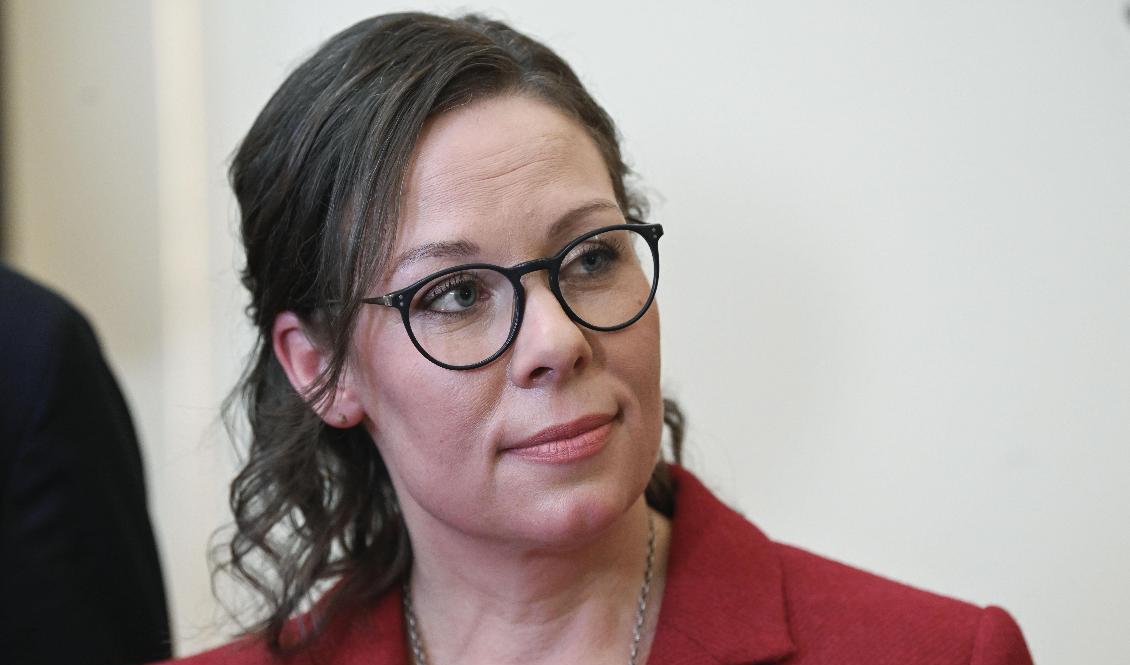 Migrationsminister Maria Malmer Stenergard (M) möter media på en pressträff där nya statsråden i regeringen presenteras. Foto: Fredrik Sandberg/TT