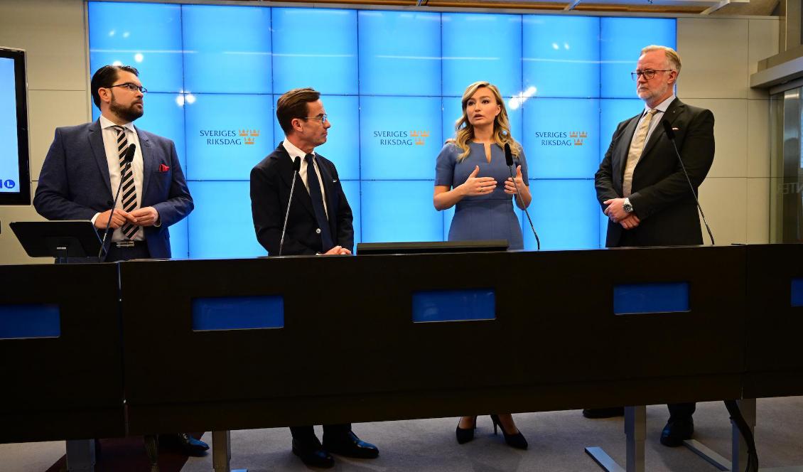 Moderaterna, Kristdemokraterna, Liberalerna och Sverigedemokraterna presenterade nyligen sin energipolitik för den kommande mandatperioden. Foto: Jonas Ekströmer/TT