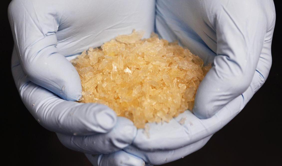 Tysk polis har gjort ett rekordbeslag av metamfetamin. Arkivbild. Foto: Michael Probst/AP/TT