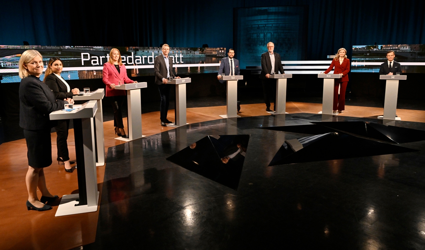 Partiledardebatten i SVT:s Agenda på söndagskvällen. Foto: Jonas Ekströmer/TT