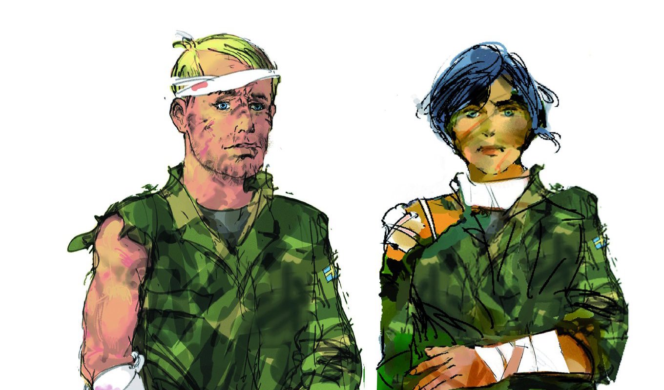 "Krigsfångarna" Stig Nilsson och Eva Petradotter i den nya upplagan av "Svensk soldat och sjöman". Foto: Försvarsmakten