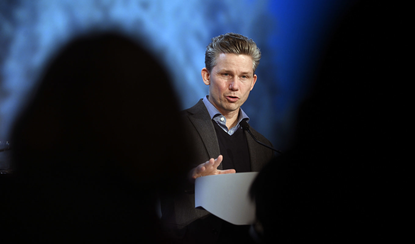 Försvarsminister Pål Jonson talade på måndagen under Folk och Försvars rikskonferens i Sälen. Foto: Henrik Montgomery/TT